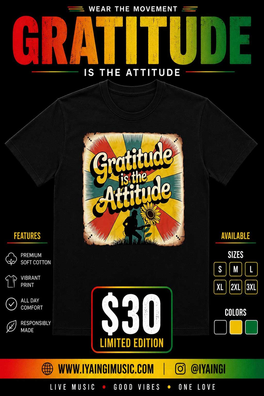 Gratitude is the Attitude Black Tshirt